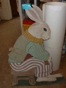 vintage wood rabbit sign