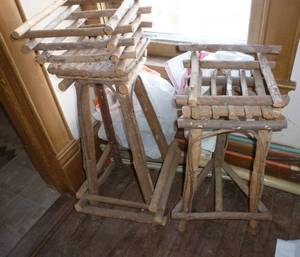2 planters made from branches