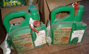 Two 1 gallon jugs of weed and grass killer