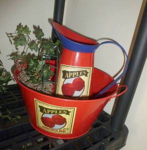 cute country look metal apple bucket and pitcher for the juice