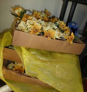 3 trays of spring silk flowers daffodils