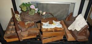 wood knickknack shelves and shadow boxes
