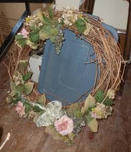 large wreath with subdued silk flowers 28 inch diameter