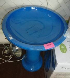 Bright Blue plastic bird bath