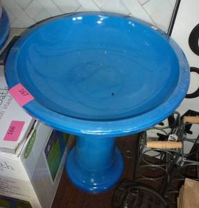 Bright Blue plastic bird bath