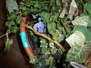 2 new plastic planters and silk greenery and flowers