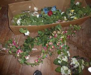 Long box full of greenery and flowers