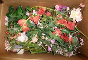 Box of silk flowers