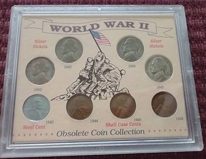 lot 23 image: World War II Coin Set - Silver Nickels, Etc
