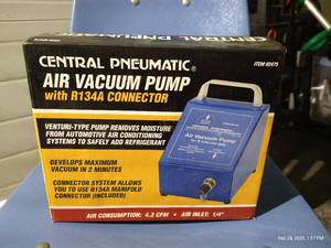 lot 57 image: Central Pneumatic Air Vacuum Pump - New With Extras