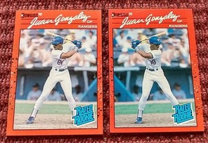 lot 96 image: (2) 1990 Donruss Rookie Cards - Regular & Reverse Error