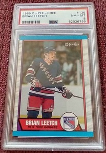 lot 199 image: 1989 O-Pee-Chee Brian Leetch Rookie Card - PSA 8