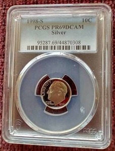 lot 202 image: 1998-S Silver Dime - PCGS PR69DCAM