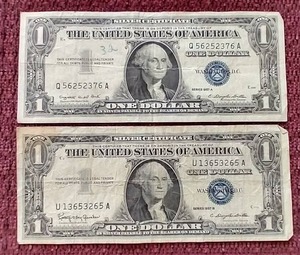 lot 207 image: (2) Silver Certificate $1 Notes