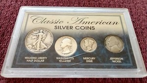 lot 210 image: Classic American Silver Coins - Half, Quarter, Dime & Nickel
