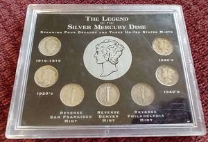 lot 227 image: Mercury Dime Collectible Set