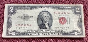 lot 247 image: 1953 Red Seal $2 Note