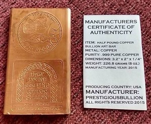 lot 249 image: 12 lb Copper Bar