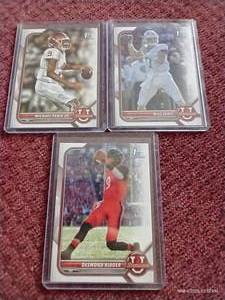 lot 256 image: (3) 2022 Bowman 1st Bowman Quarterback Cards - Penix