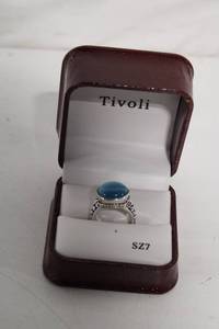 lot A-90 image: Tivoli Size 7 Silver Ring with Blue Stone in Original Box