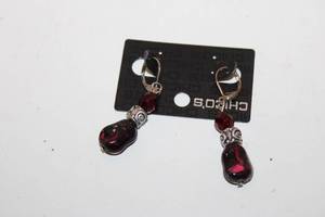 lot 94 image: Chicos Maroon and Black Bead Drop Earrings
