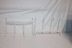 lot 96 image: Set of 2 White Wall-Mounted Metal Coat Racks
