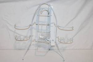 lot 98 image: White Metal Wall-Mounted Wine Rack