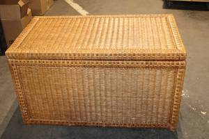 Woven Rattan Storage Trunk with Hinged Lid