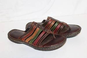 lot 125 image: Pair of Brown Multi-Color Leather Sandals Size 9
