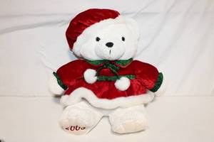 lot 136 image: Plush Holiday Bear Wearing Red Velvet Santa Outfit 12-inch