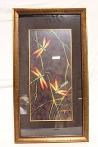 lot 140 image: Framed Artwork by Ichter - Dragonfly Themed