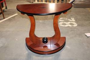 lot 170 image: Mahogany Half-Moon Accent Table with Unique Design