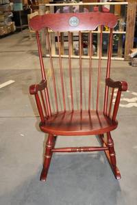 lot 171 image: SACUBO Signature Wooden Rocking Chair with Commemorative Plaque