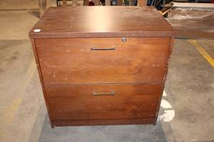 lot 177 image: Wooden Two-Drawer Lateral Filing Cabinet