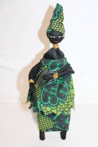lot 189 image: African Fabric Wrapped Art Doll with Stand