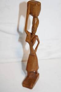 lot 191 image: Hand-Carved Wooden African Tribal Woman Figurine