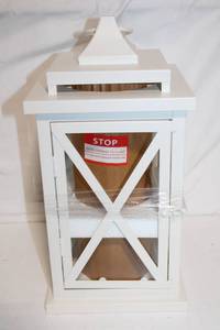 lot 193 image: White Decorative Lantern with Glass Sides