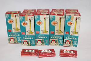 lot 196 image: Lot of Vintage Christmas Candle Lamps with Noma Twinkle Bulbs Set