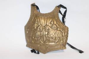 lot 200 image: Vintage Brass Chest Armor with Horseman Relief