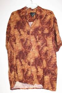 lot 214 image: J. Ferrar MM Viscose Button-Up Shirt with Brown Pattern