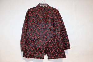 lot 242 image: Saks Fifth Avenue Womens Wool Double-Breasted Jacket with Red and Black Design