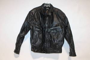 lot 244 image: Byrnes & Baker Black Leather Jacket - Size Large