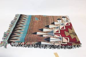 lot 269 image: Decorative Woven Throw Blanket with Aztec Design