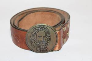 lot 272 image: Leather Belt with Zeus Engraved Buckle