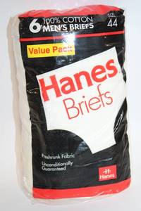 lot 425 image: Hanes Value Pack 6-Pack Mens Cotton Briefs Size 44