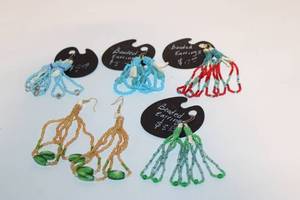 lot 437 image: Set of 5 Pairs of Handmade Beaded Earrings in Various Colors