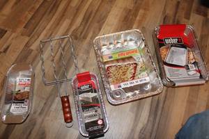 lot 81 image: Set of BBQ Grill Basket and 12 Aluminum Foil Pans