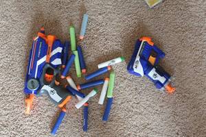 lot 138 image: Pair of Nerf Dart Blasters with Assorted Foam Darts
