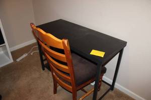 lot 145 image: Black Writing Desk with Wooden Chair