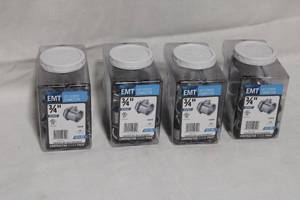 lot 24 image: Lot of 4 EMT Set Screw Connectors 34 inch Zinc 25 Count